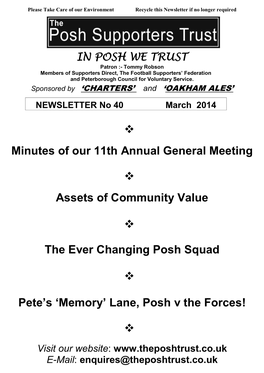 Minutes of Our 11Th Annual General Meeting Assets of Community