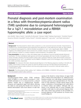 Prenatal Diagnosis and Post-Mortem Examination