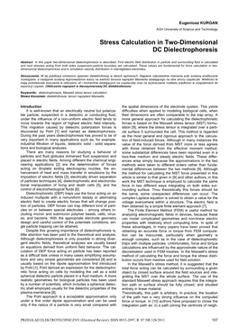 Stress Calculation in Two-Dimensional DC Dielectrophoresis