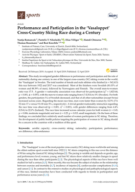 Performance and Participation in the 'Vasaloppet' Cross-Country Skiing Race During a Century