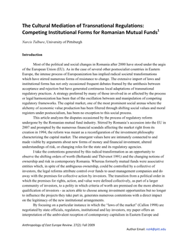 Competing Institutional Forms for Romanian Mutual Funds1