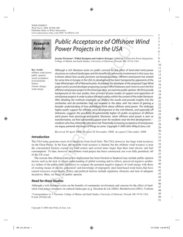 Public Acceptance of Offshore Wind Power Projects in The