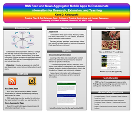 RSS Feed and News Aggregator Mobile Apps to Disseminate Information for Research, Extension, and Teaching Kent D