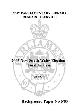 2003 New South Wales Election