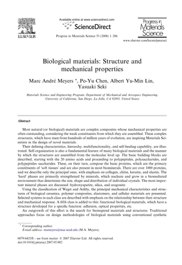 Biological Materials: Structure and Mechanical Properties