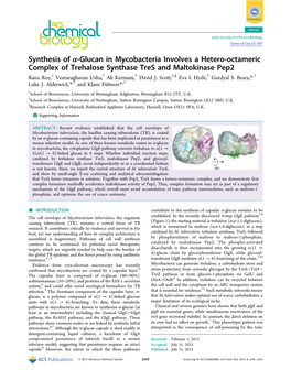 Synthesis of Α‑Glucan in Mycobacteria Involves a Hetero-Octameric