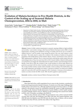 Evolution of Malaria Incidence in Five Health Districts, in the Context of the Scaling up of Seasonal Malaria Chemoprevention, 2016 to 2018, in Mali