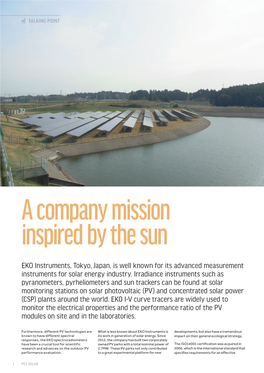 EKO Instruments, Tokyo, Japan, Is Well Known for Its Advanced Measurement Instruments for Solar Energy Industry