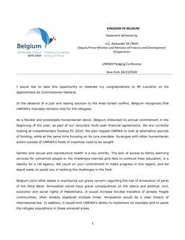 1 KINGDOM of BELGIUM Statement Delivered by H.E. Alexander DE CROO Deputy Prime Minister and Minister of Finance and Developmen