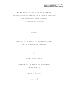 Winter Feeding Ecology of the North American Porcupine