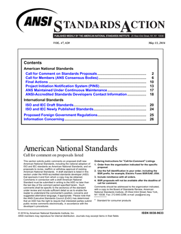AMERICAN NATIONAL STANDARDS INSTITUTE 25 West 43Rd Street, NY, NY 10036
