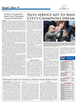 Silva Service Key to Man City's Champions Dream