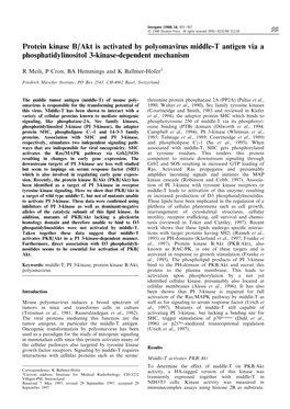 Protein Kinase B/Akt Is Activated by Polyomavirus Middle-T Antigen Via a Phosphatidylinositol 3-Kinase-Dependent Mechanism