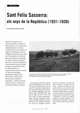 Sant Feliu Sasserra: Els Anys De La República (1931-1936)