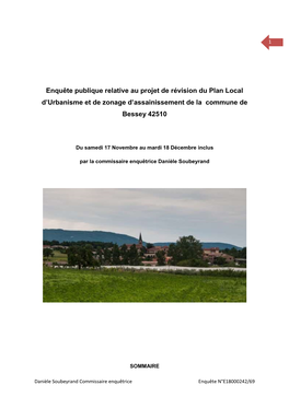 Enquête Publique Relative Au Projet De Révision Du Plan Local D'urbanisme Et De Zonage D'assainissement De La Commune De