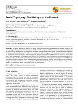 Soviet Toponymy: the History and the Present