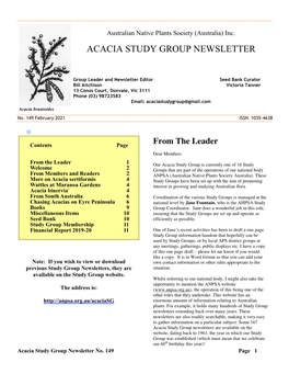 Acacia Study Group Newsletter