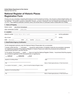 NPS Form 10 900 OMB No. 1024 0018