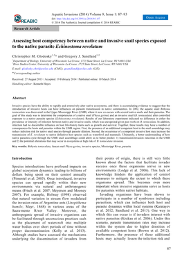 Assessing Host Competency Between Native and Invasive Snail Species Exposed to the Native Parasite Echinostoma Revolutum