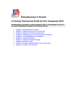 Doing Business in Kuwait: a Country Commercial Guide for US