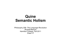 Quine Semantic Holism