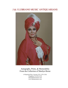 Autographs, Prints, & Memorabilia from the Collection of Marilyn Horne