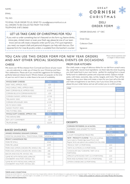 Deli Order Form Christmas You