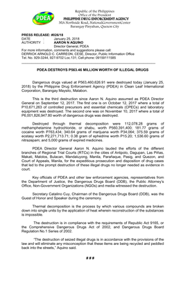 PDEA DESTROYS P563.46 MILLION WORTH of ILLEGAL DRUGS Danger