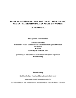 State Responsibility for the Impact of Domestic and Extraterritorial Tax Abuse on Women: Luxembourg