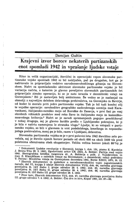 Krajevni Izvor Borcev Nekaterih Partizanskih Enot Spomladi 1942 in Vprašanje Ljudske Vstaje