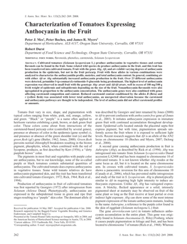 Characterization of Tomatoes Expressing Anthocyanin in the Fruit