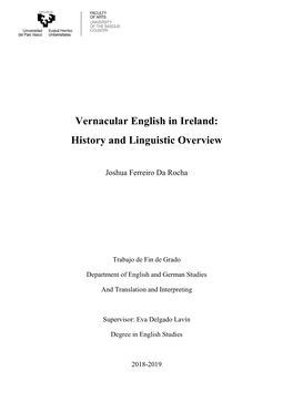 Vernacular English in Ireland: History and Linguistic Overview