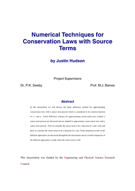 Numerical Techniques for Conservation Laws with Source Terms