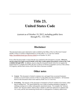 Title 23, United States Code