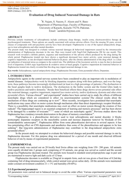 Evaluation of Drug Induced Neuronal Damage in Rats