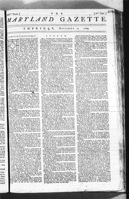 Maryland Gazette 11-1769.Pdf (9.245Mb)