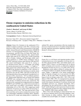 Ozone Response to Emission Reductions in the Southeastern United States