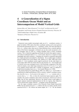 4 a Generalization of a Sigma Coordinate Ocean Model and an Intercomparison of Model Vertical Grids
