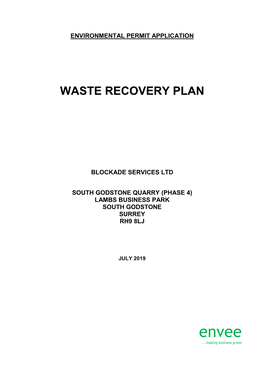 Waste Recovery Plan