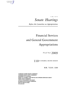 Senate Hearings Before the Committee on Appropriations