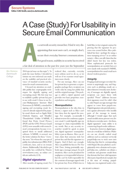 A Case (Study) for Usability in Secure Email Communication