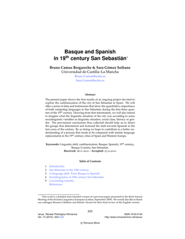 Basque and Spanish in 19Th Century San Sebastia19 An