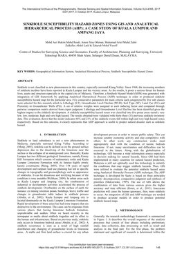 Sinkhole Susceptibility Hazard Zones Using Gis and Analytical Hierarchical Process (Ahp): a Case Study of Kuala Lumpur and Ampang Jaya