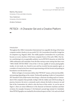 PETSCII – a Character Set and a Creative Platform