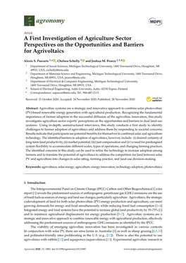 A First Investigation of Agriculture Sector Perspectives on the Opportunities and Barriers for Agrivoltaics