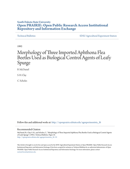 Morphology of Three Imported Aphthona Flea Beetles Used As Biological Control Agents of Leafy Spurge B
