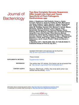 Xanthomonas Spp. Specificity of Plant Pathogenic Offer Insight Into Host