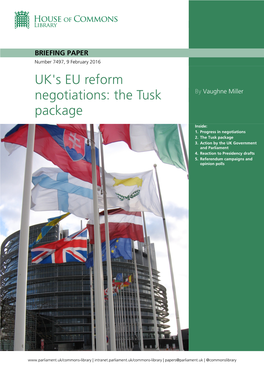 UK's EU Reform Negotiations: the Tusk Package