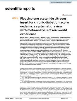 Fluocinolone Acetonide Vitreous Insert for Chronic Diabetic Macular Oedema