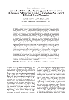 Heteroptera: Anthocoridae, Miridae) in Orchard and Non-Orchard Habitats of Central Washington